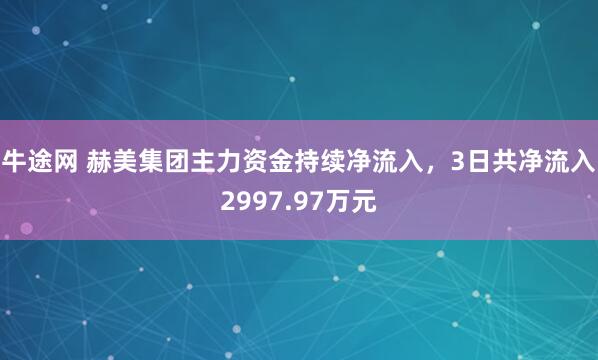 牛途网 赫美集团主力资金持续净流入，3日共净流入2997.97万元